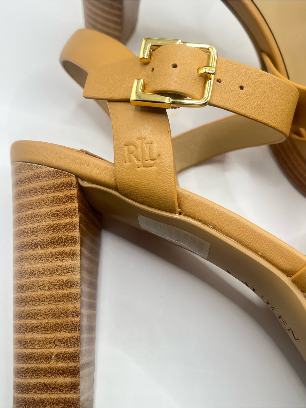 Lauren Ralph Lauren Sofia New Womens 6.5 Tan Leather Platform Block Heel Sandals - Picture 11 of 13